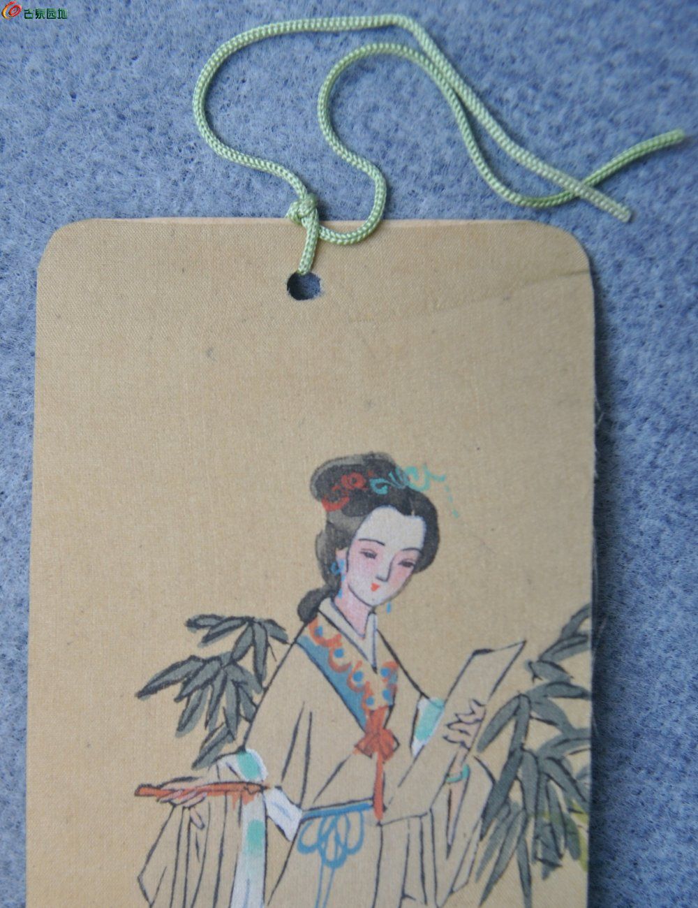 美品建国前后红楼梦手绘彩色水墨画美女图丝绢书签局1.jpg