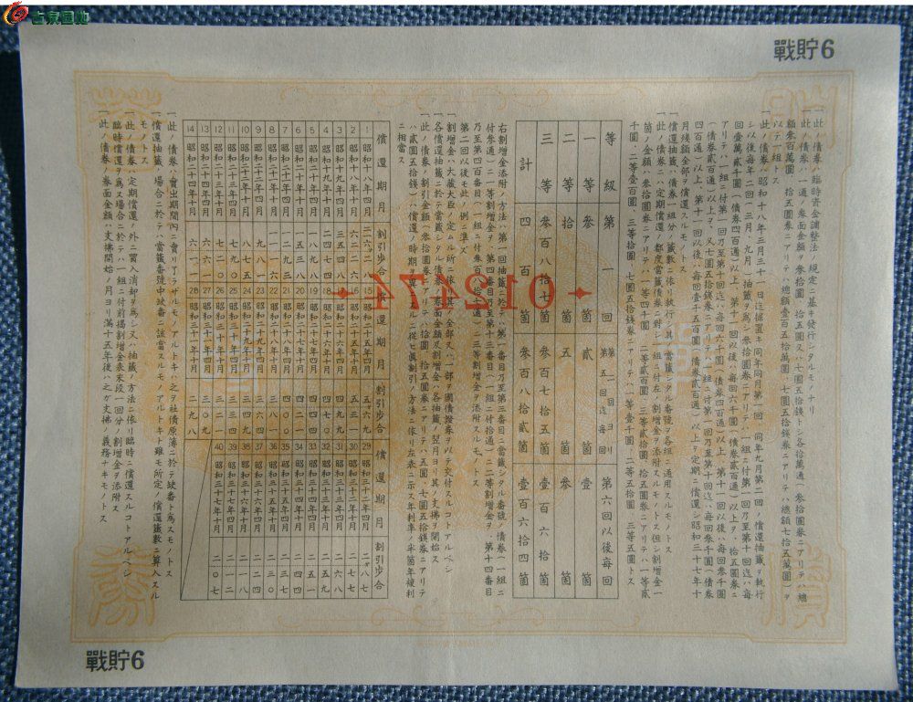小日本侵华罪证1942年大东亚战争一周年战时贮蓄债券金7圆50钱编号012474