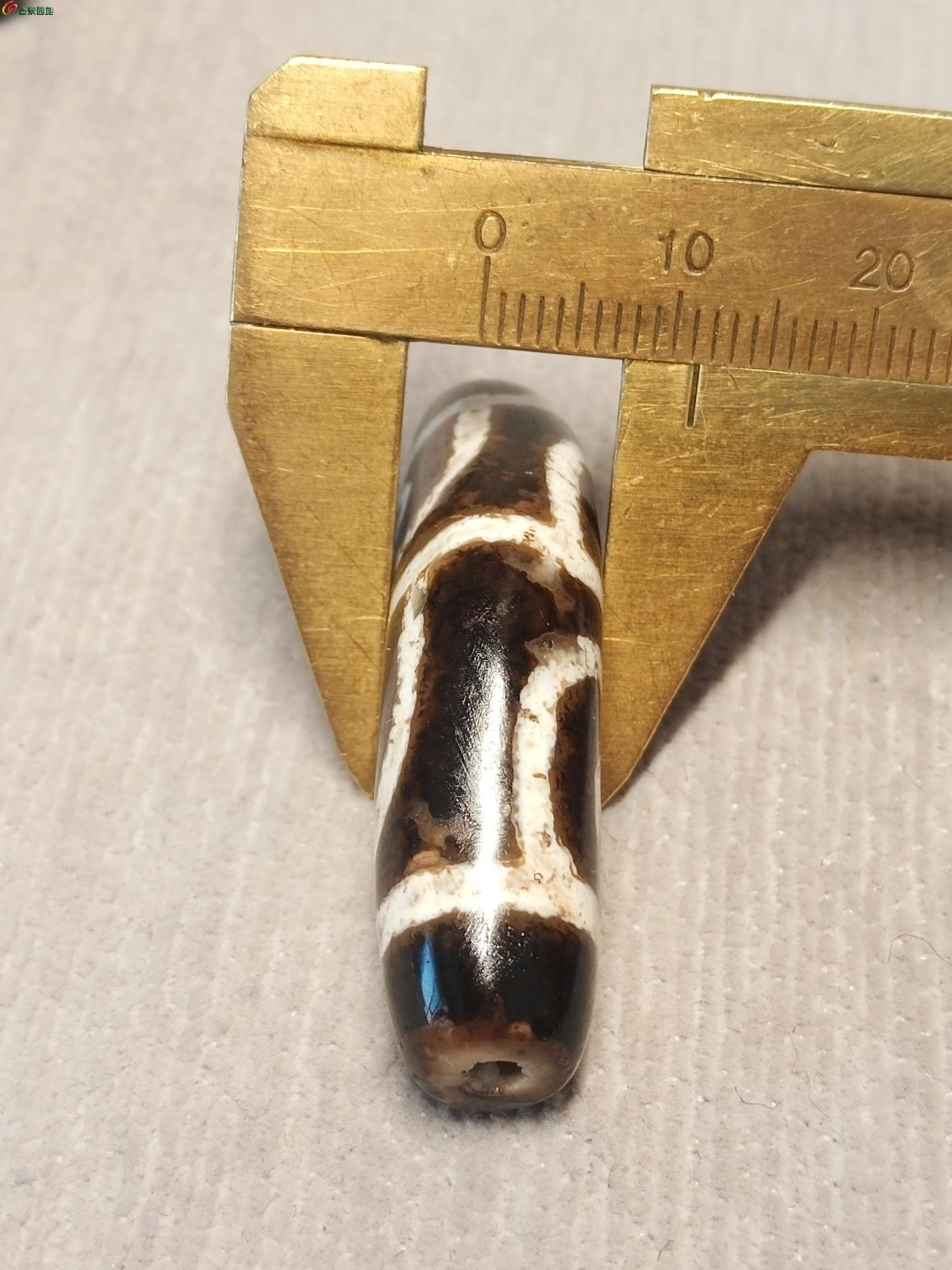 仅有 满风化 牛角形 玛瑙镶蚀天门四眼天珠7.jpg