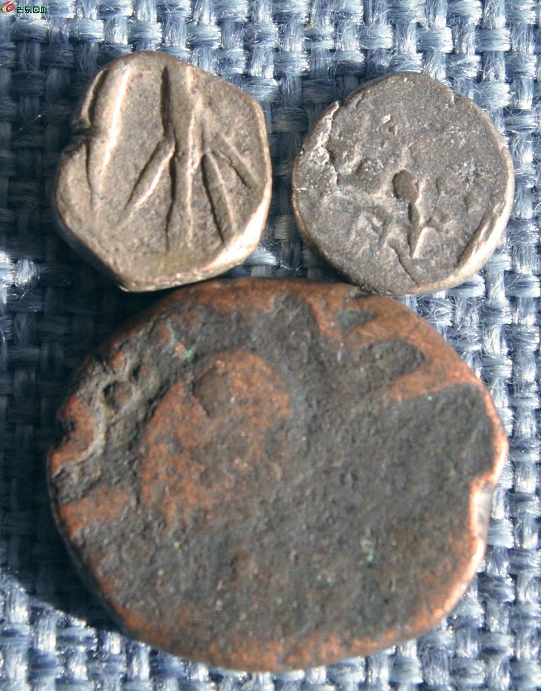 丝绸之路双面人物星月纹文字不同版铜银币3枚2正1.1-2.1克-1-1克-2-7