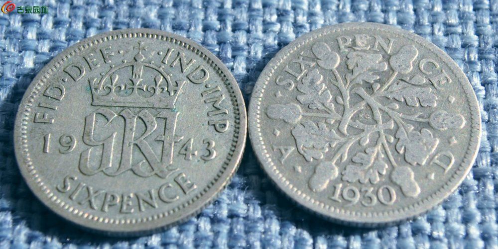 1943年英国皇冠6便士银币和1930年橡树枝叶6便士银币2枚1局1.jpg