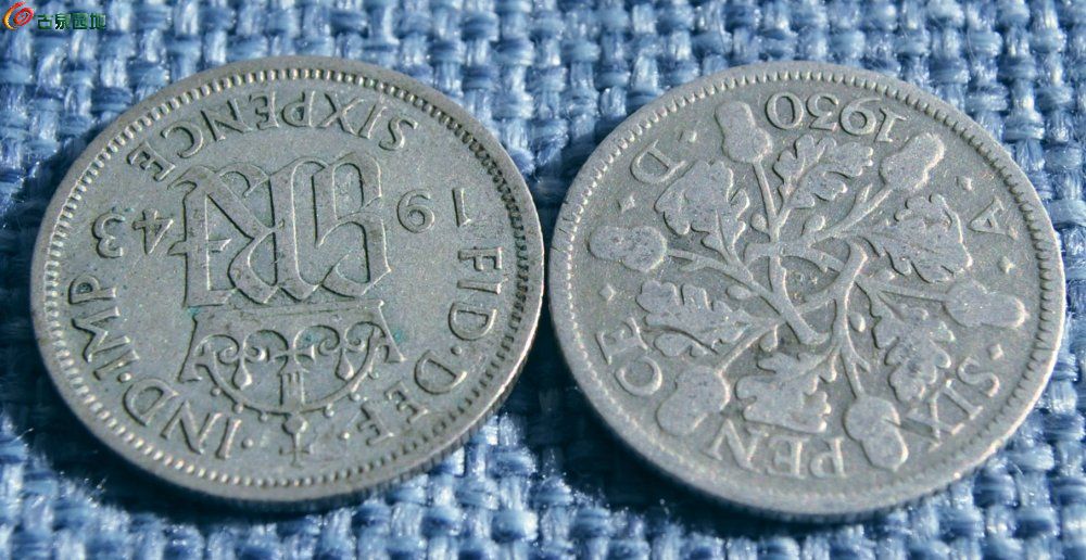 1943年英国皇冠6便士银币和1930年橡树枝叶6便士银币2枚1局3.jpg