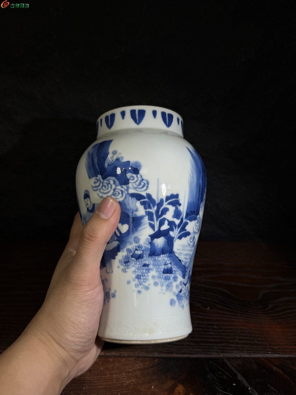 日本舶来品 白瓷青花染付带盖赏瓶4.jpg