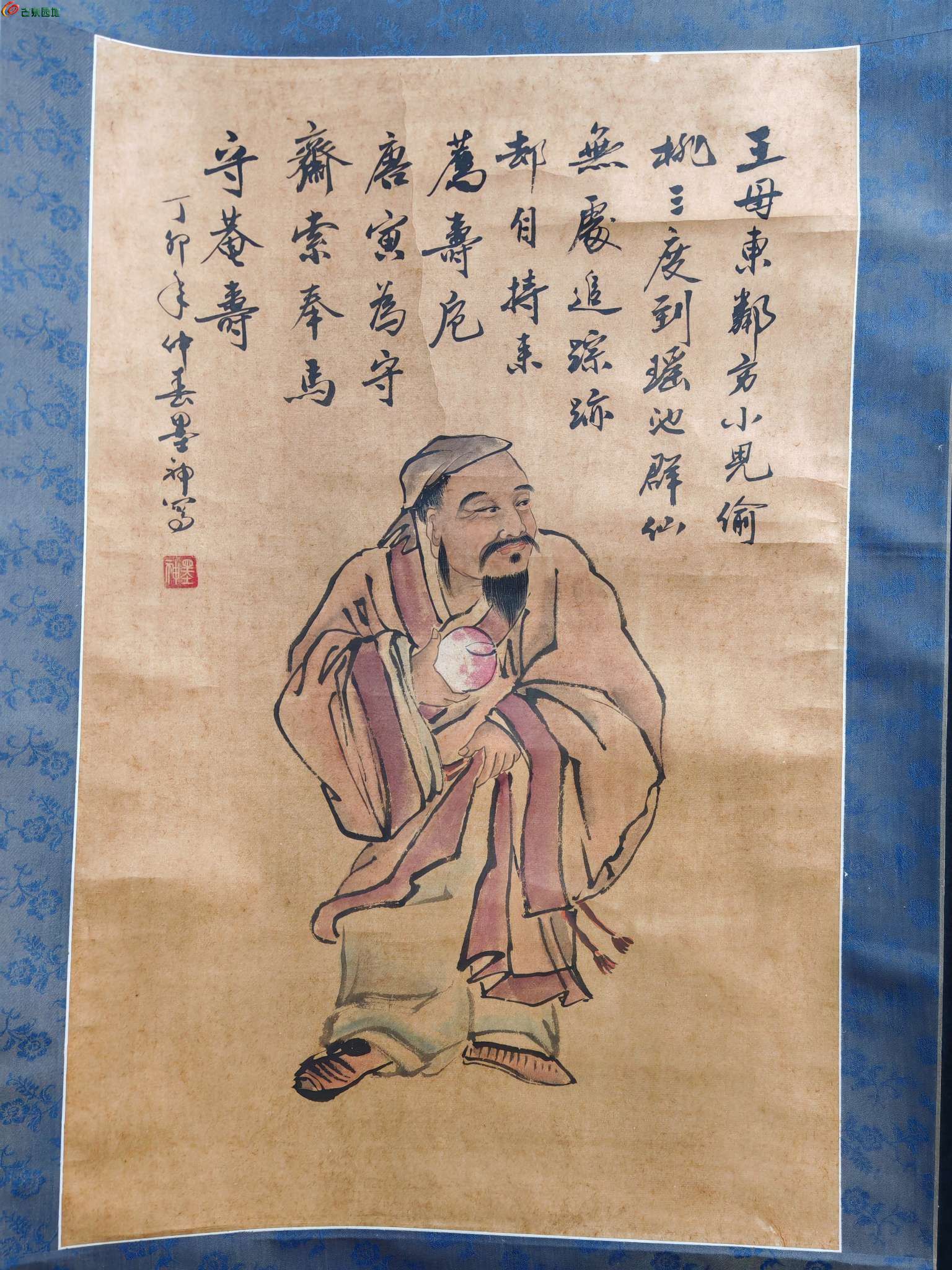 国外老绫裱纸本卷轴画T1.jpg