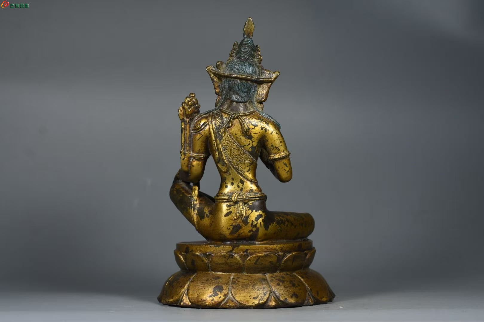 精品典藏铜胎铜脱金自在观音绿度母佛像造像6.jpg