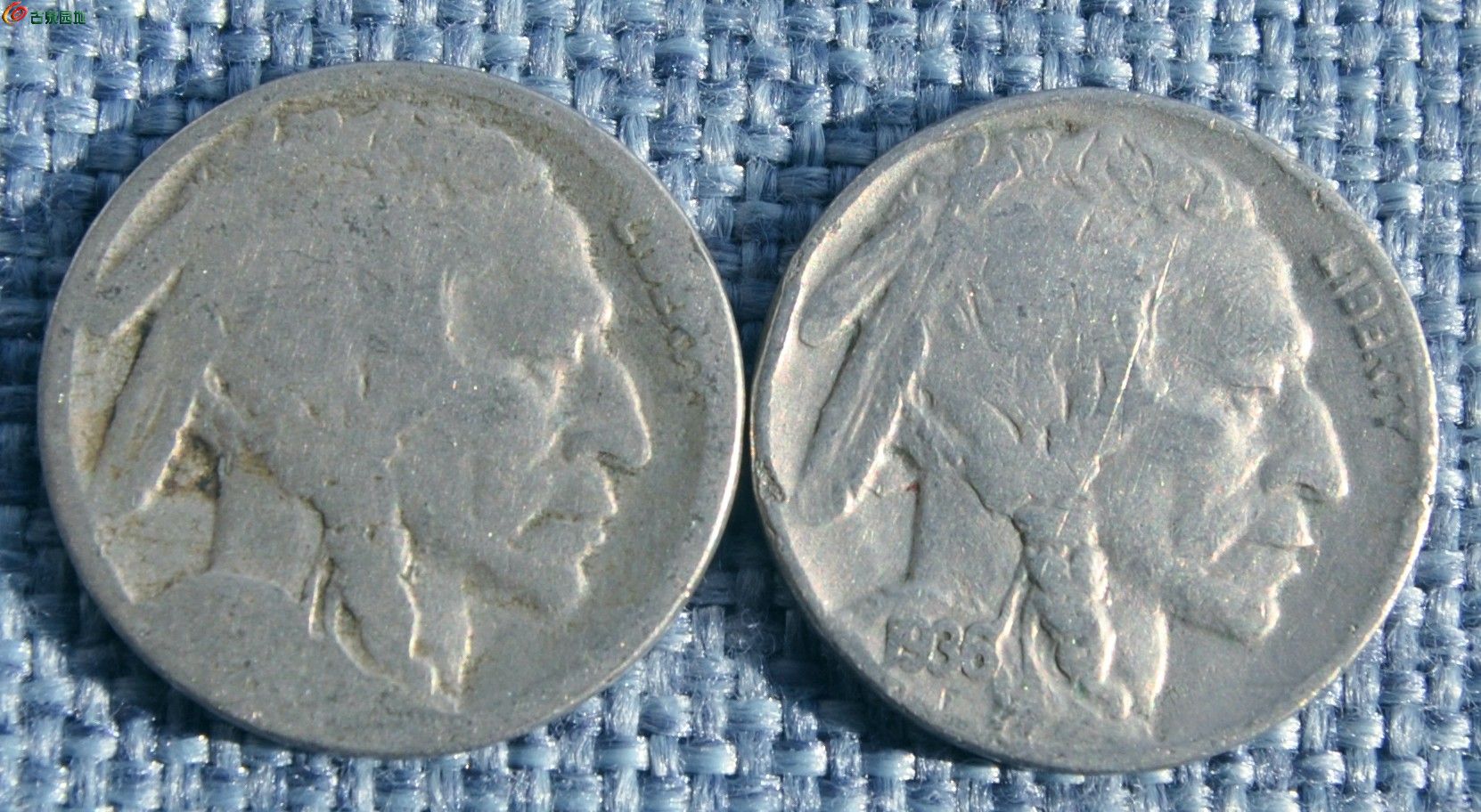 1923年和1936年印第安人背野牛5分硬币2枚正2.1-5克.jpg