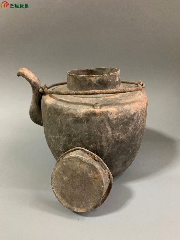 中国古董，古錫四耳茶壺，「點銅」在銘。-