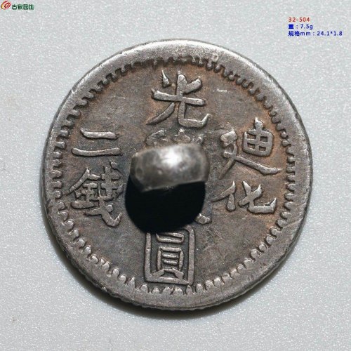 【光绪银圆 迪化二钱】西域特色银币扣子