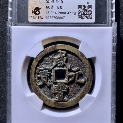 咸丰元宝宝河当百 华夏80分