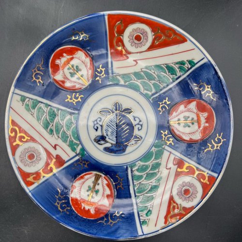 格物64-约清-青花五彩描金花卉纹瓷盘- 【白天场】守真雅藏第14期粹真